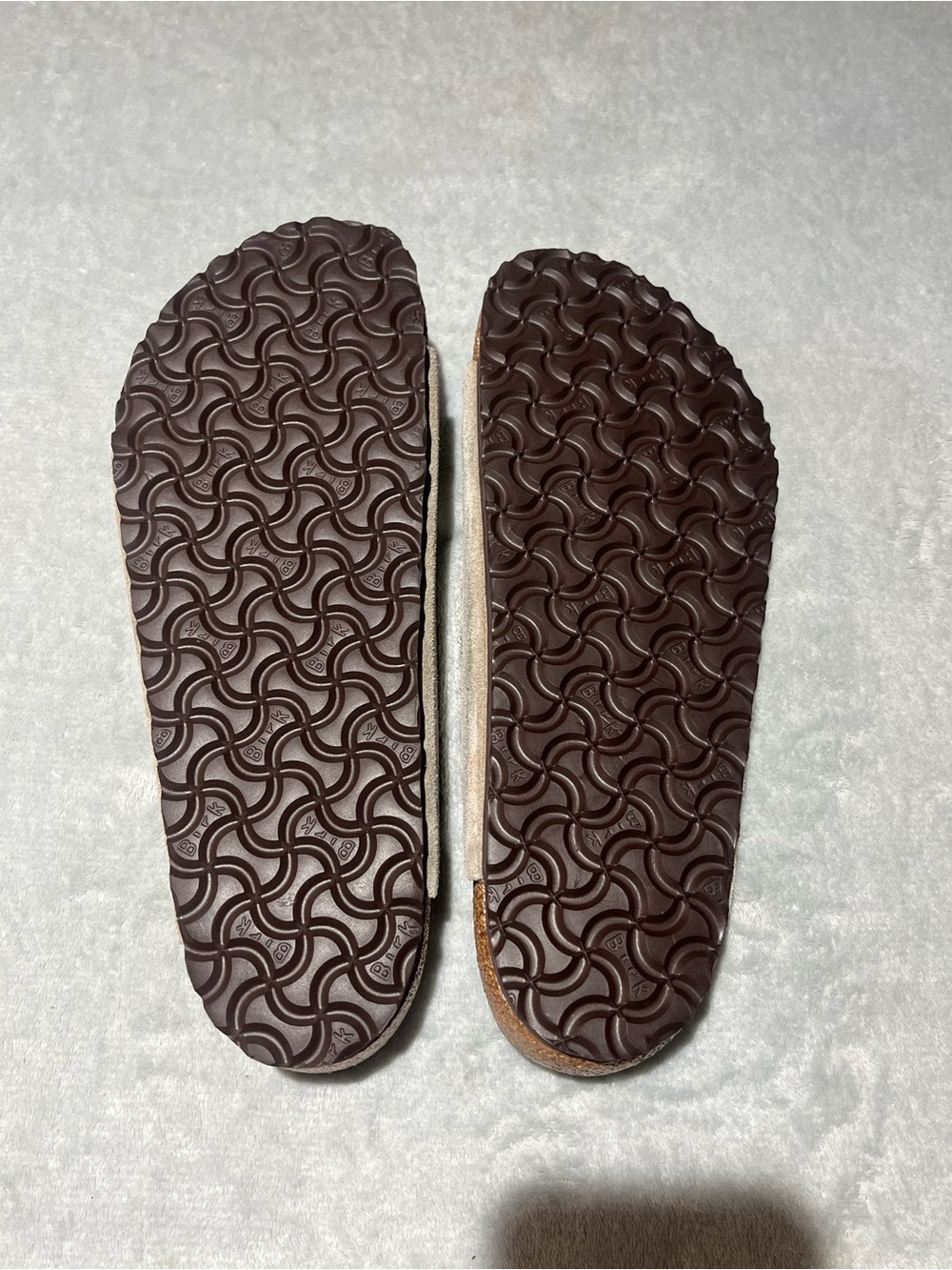 Birkenstock Beige Suede Slide Sandals. Mismatch 45 (12 inch)and 46 (12.5 ) men - Picture 3 of 5